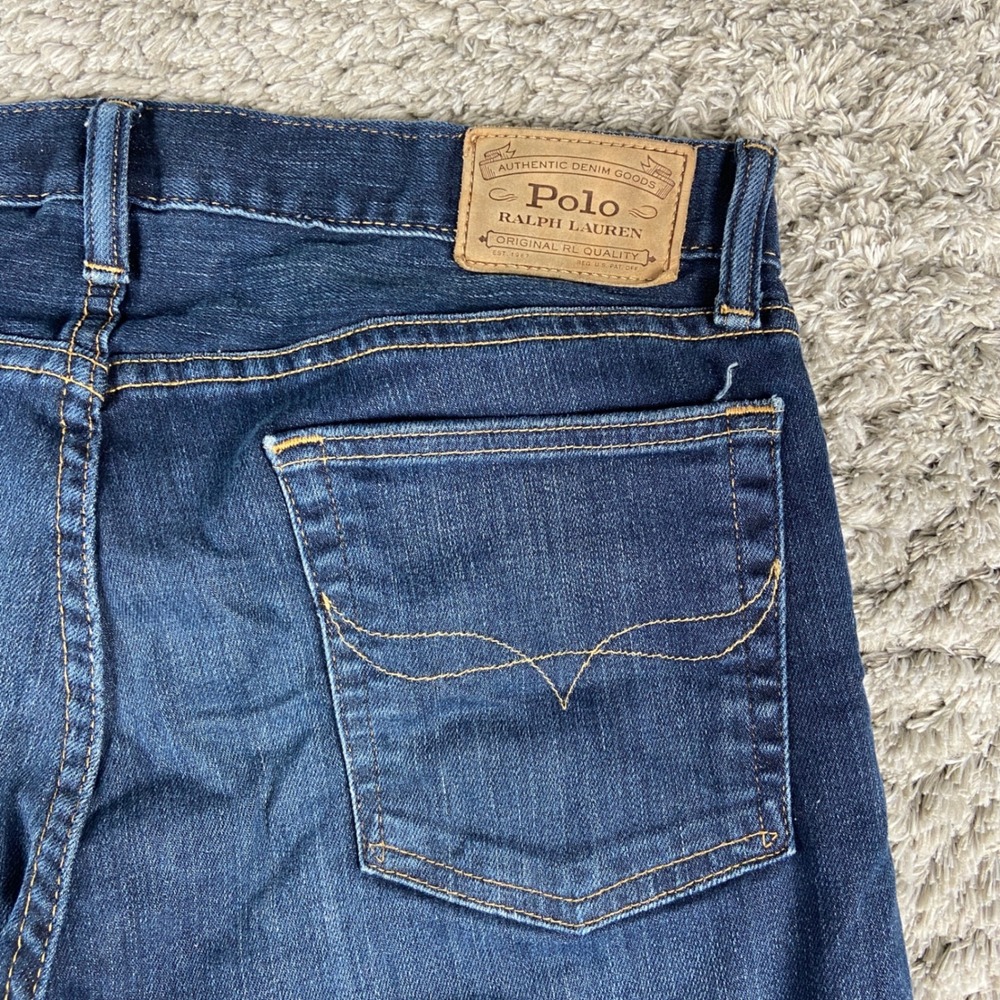 Polo Ralph‎ Lauren Varick Slim Straight Jeans Mens 34x31 Blue Denim Dark Wash